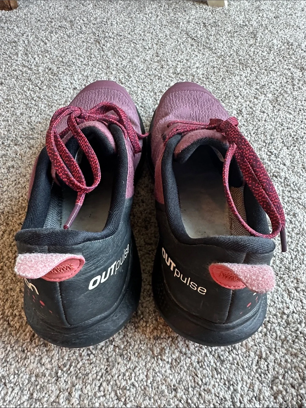 Salomon Outpulse Women's Trail Sneakers in Plum Pink and Black